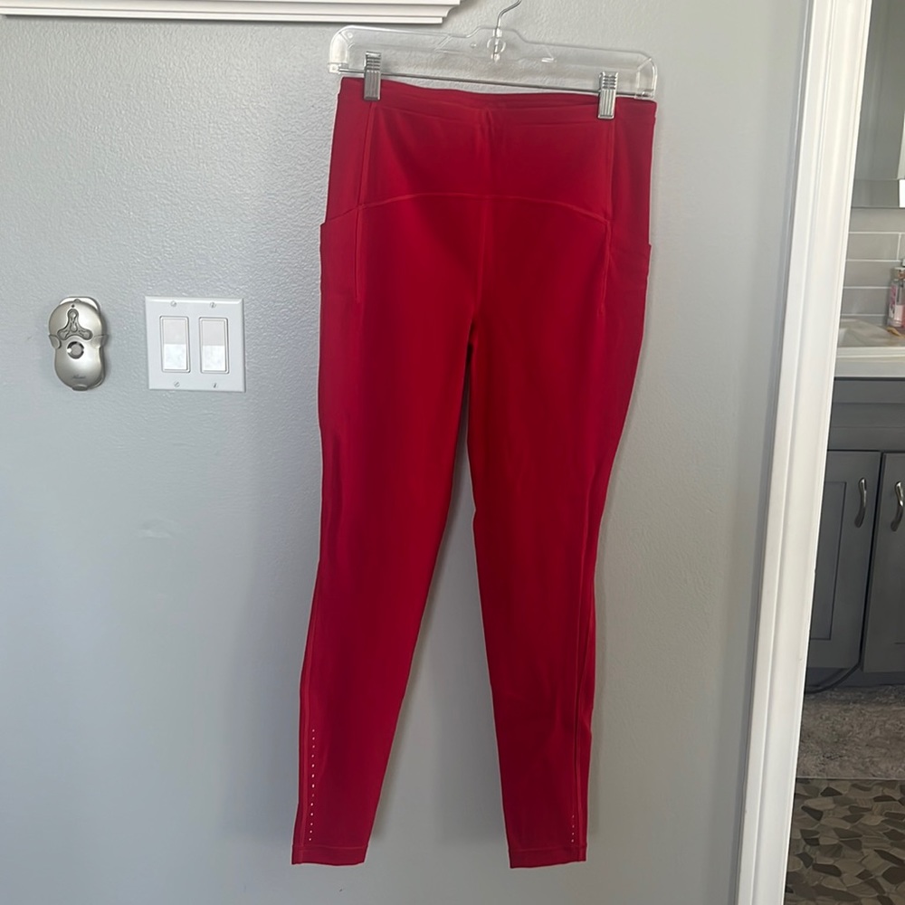 red lululemon full length leggings size 8